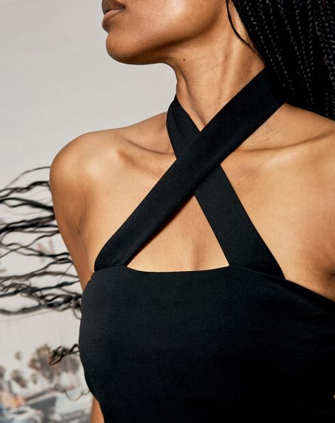 Top bustier Gio bretelles croisées noir