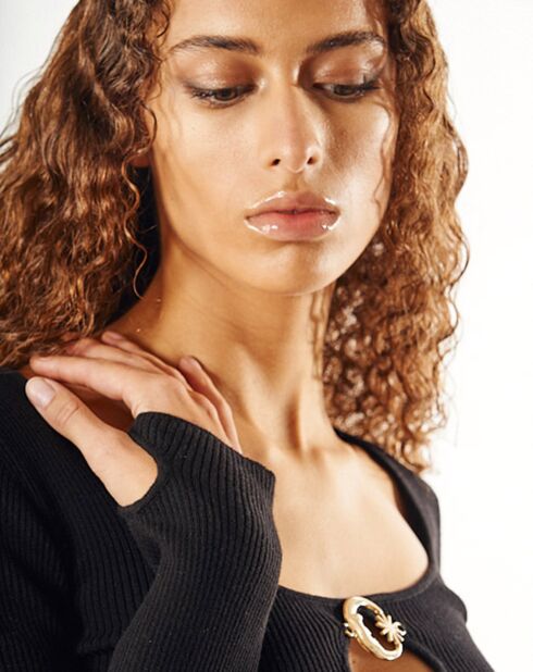 Pull en Maille de Coton Melissa avec bijou noir