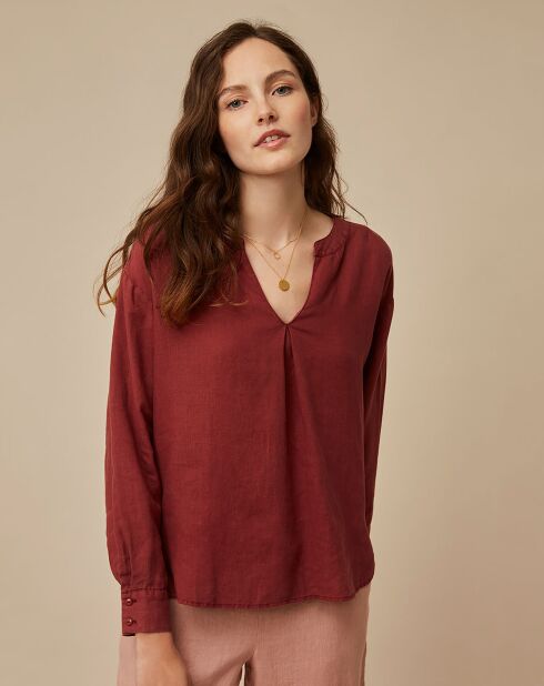 Blouse 100% Lin Carmelle terracotta