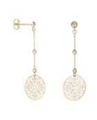 Boucles d'oreilles Rosace pendante Zirconium or jaune