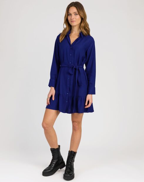 Robe chemise courte Mira bleu électrique