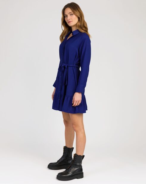 Robe chemise courte Mira bleu électrique