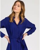 Robe chemise courte Mira bleu électrique