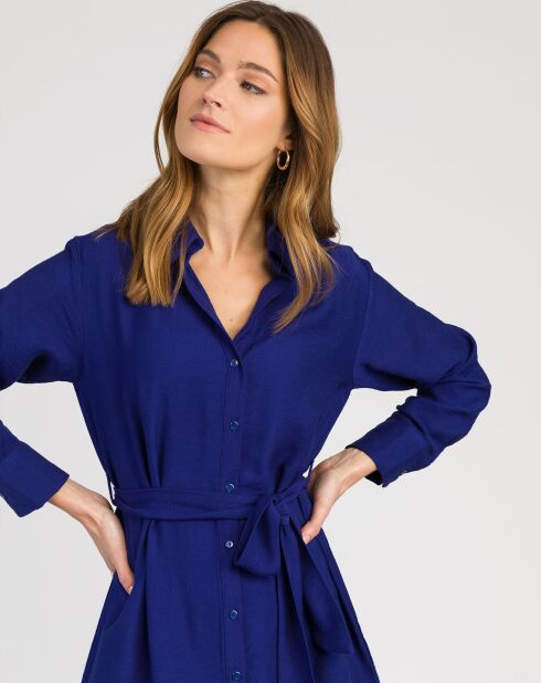 Robe chemise courte Mira bleu électrique