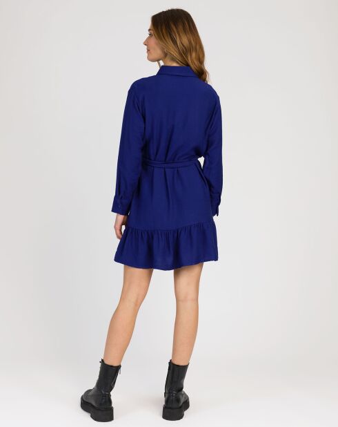 Robe chemise courte Mira bleu électrique