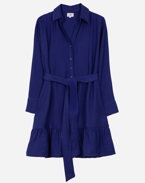 Robe chemise courte Mira bleu électrique