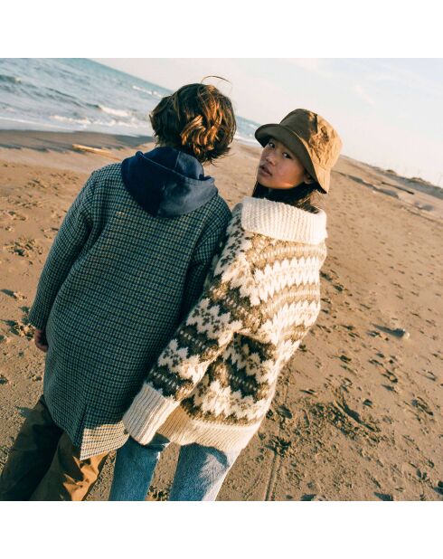 Cardigan Theo in misto lana con fantasia a zigzag