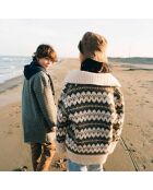 Theo Strickjacke aus Wollmix mit ausgefallenem Zickzack-Print