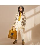 Theo Strickjacke aus Wollmix mit ausgefallenem Zickzack-Print