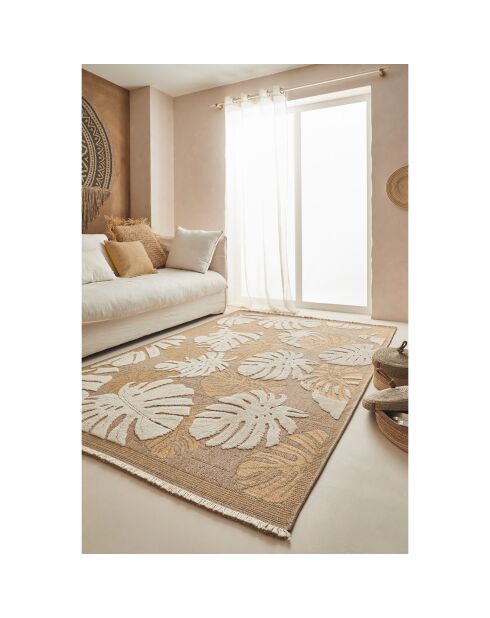 Tapis aspect jute TULUM 9062 jaune - 60x180 cm