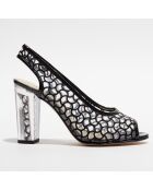 Slingbacks en Cuir Manu transparent/noir - Talon 9 cm