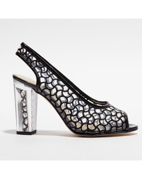 Slingbacks en Cuir Manu transparent/noir - Talon 9 cm