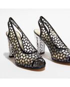 Slingbacks en Cuir Manu transparent/noir - Talon 9 cm