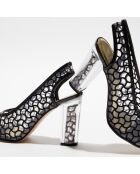 Slingbacks en Cuir Manu transparent/noir - Talon 9 cm