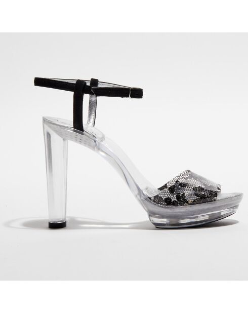 Sandales Najo transparent/noir - Talon 11 cm