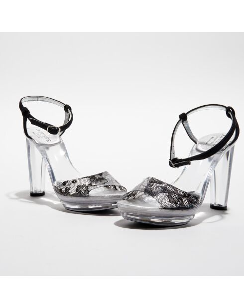 Sandales Najo transparent/noir - Talon 11 cm