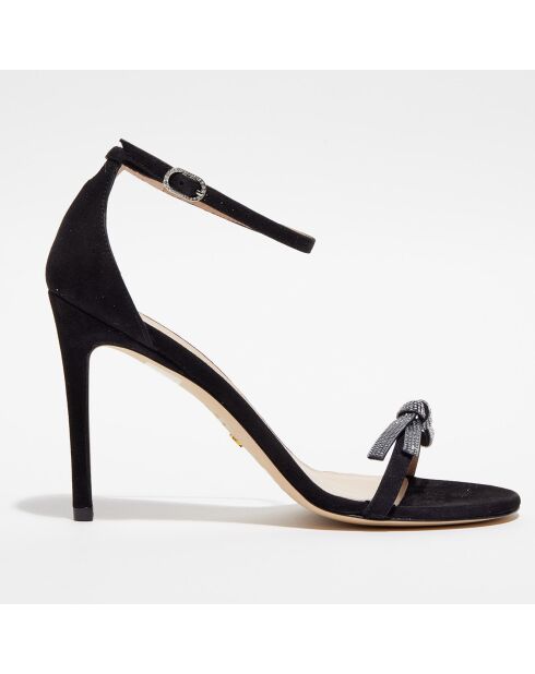 Sandales en Velours de Cuir Nudist Bow 100 noires - Talon 10,5 cm