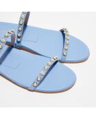 Sandales en Velours de Cuir Ameliese Pearl bleues