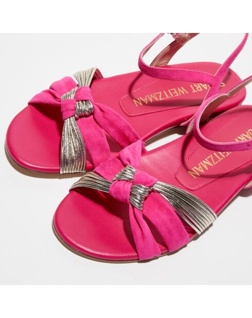 Sandales en Cuir & Velours de Cuir Keana fuchsia/argenté