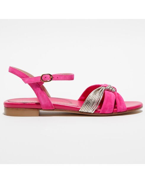 Sandales en Cuir & Velours de Cuir Keana fuchsia/argenté