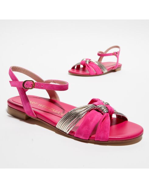 Sandales en Cuir & Velours de Cuir Keana fuchsia/argenté