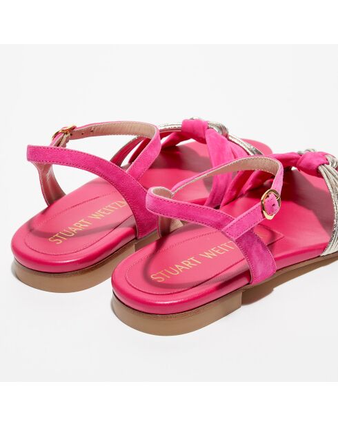 Sandales en Cuir & Velours de Cuir Keana fuchsia/argenté