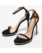 Sandales en Velours de Cuir Nudistdisco Pearl noires - Talon 12 cm