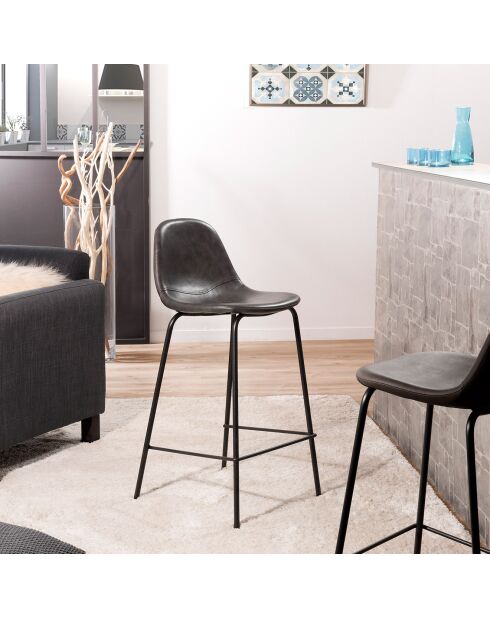 2 Chaises de bar John gris anthracite - 41x45x87 cm
