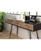 Console style scandinave - 3 tiroirs métal/bois - 120x38x74cm