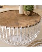 Table basse ronde naturel/blanc - 83x83x46 cm