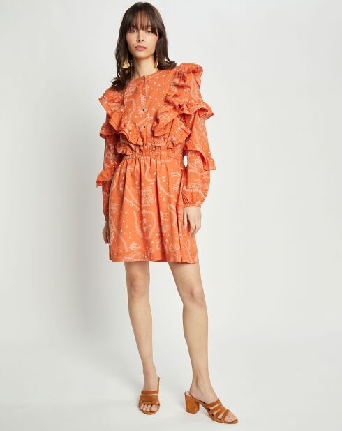 Mini-jurk met oranje print