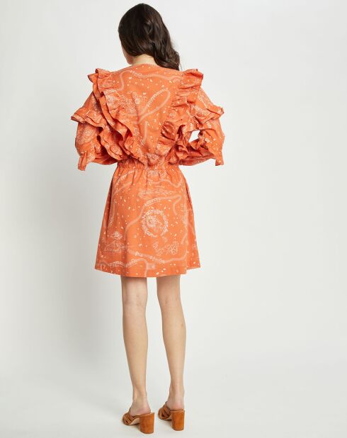 Mini-jurk met oranje print