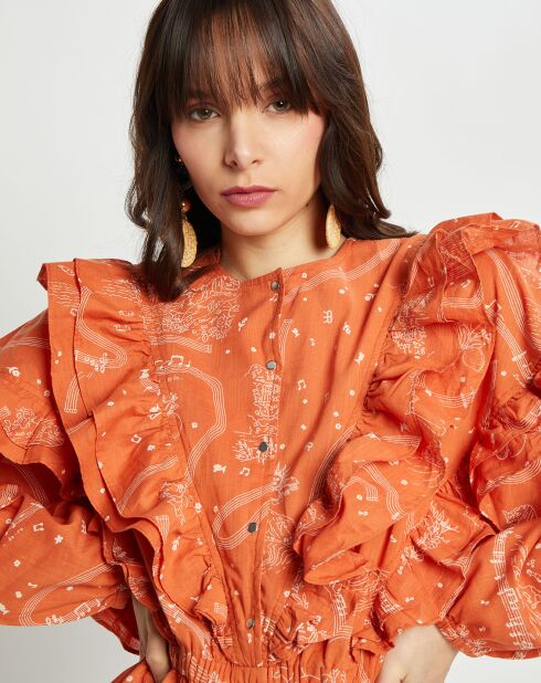 Mini-jurk met oranje print