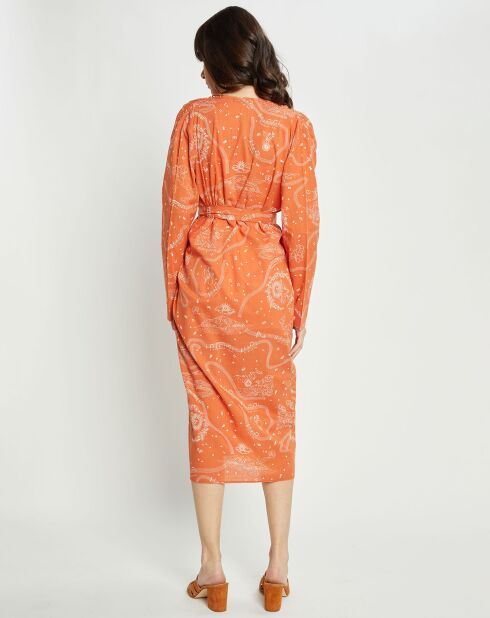 Robe longue imprimée orange