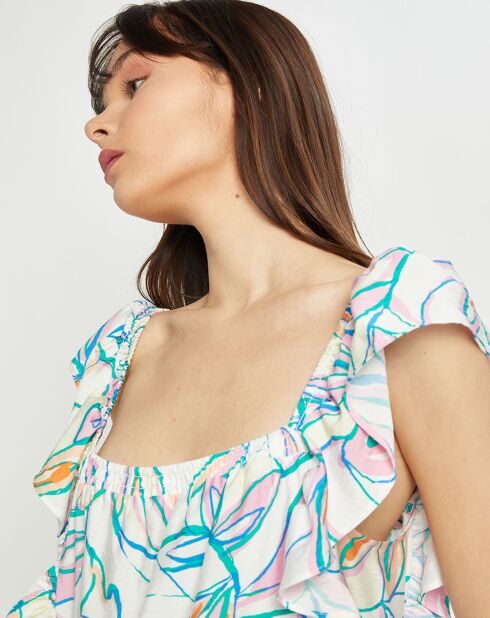 Robe Frida imprimée écru/multicolore