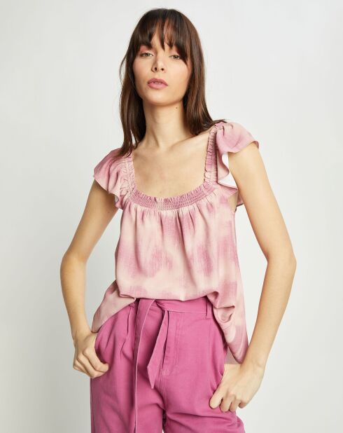 Top Fauve tie & dye rose