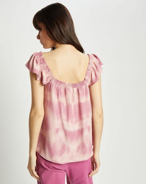 Top Fauve tie & dye rose