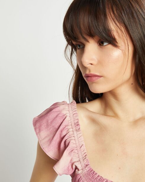 Top Fauve tie & dye rose