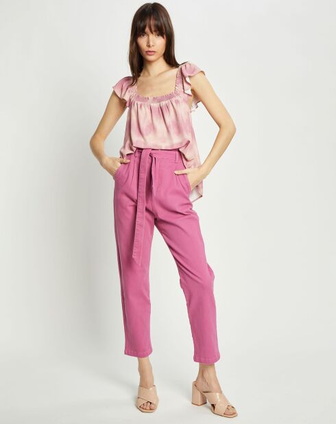 Pantalones rectos en forma de bolsa de papel rosa Eric