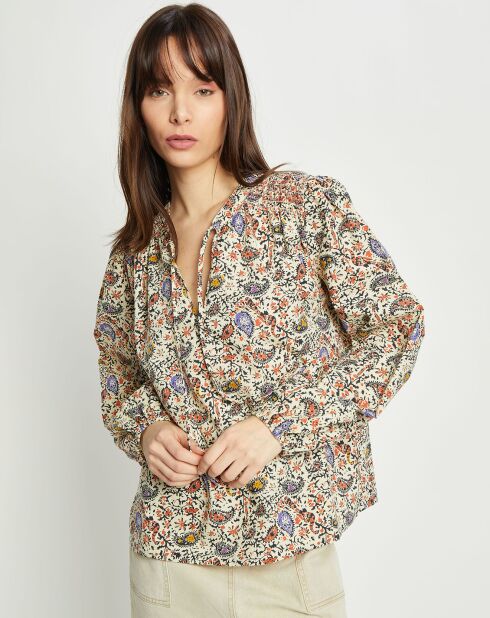 Blouse Elham imprimée beige/multicolore