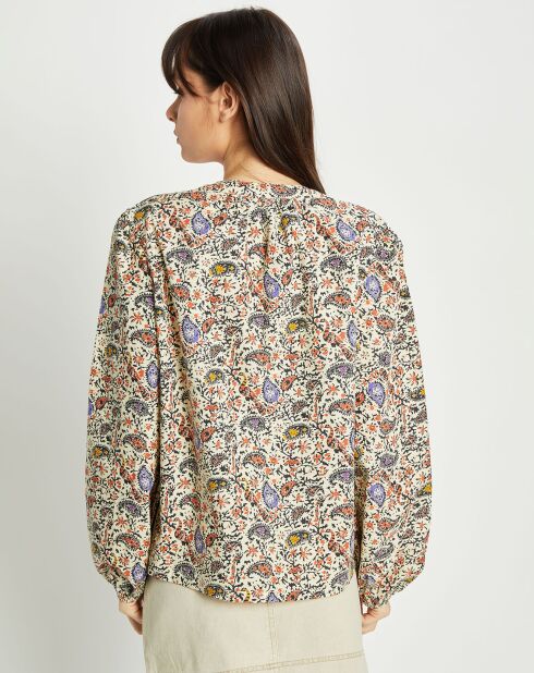 Blouse Elham imprimée beige/multicolore