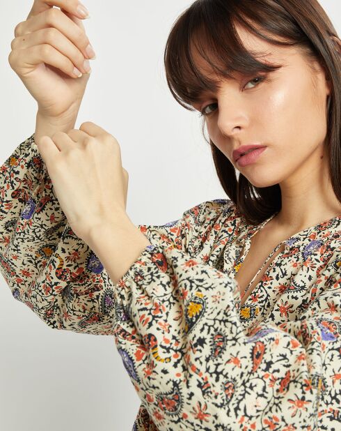 Blouse Elham imprimée beige/multicolore