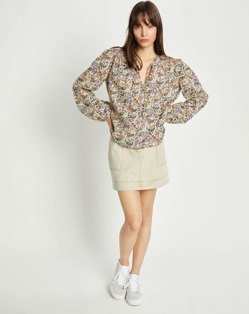 Blouse Elham imprimée beige/multicolore