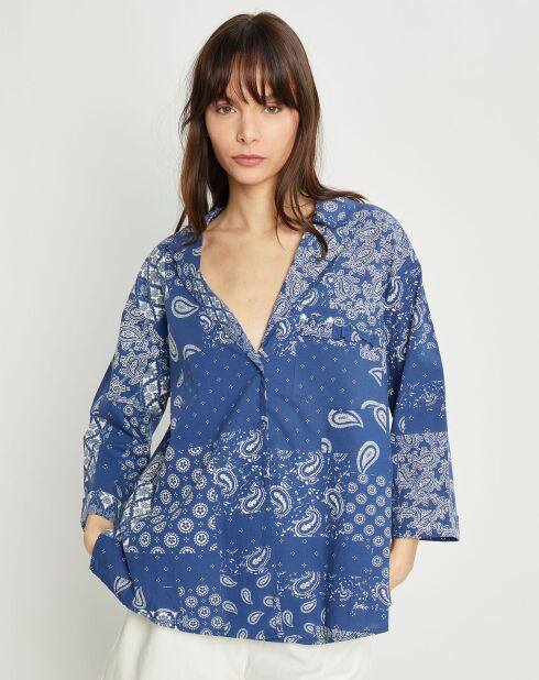 Espinoza marineblaues Hemd mit Bandana-Print