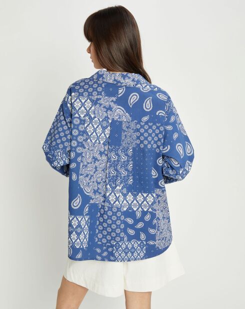 Espinoza marineblaues Hemd mit Bandana-Print