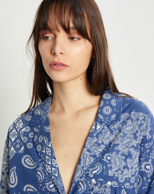 Espinoza marineblaues Hemd mit Bandana-Print