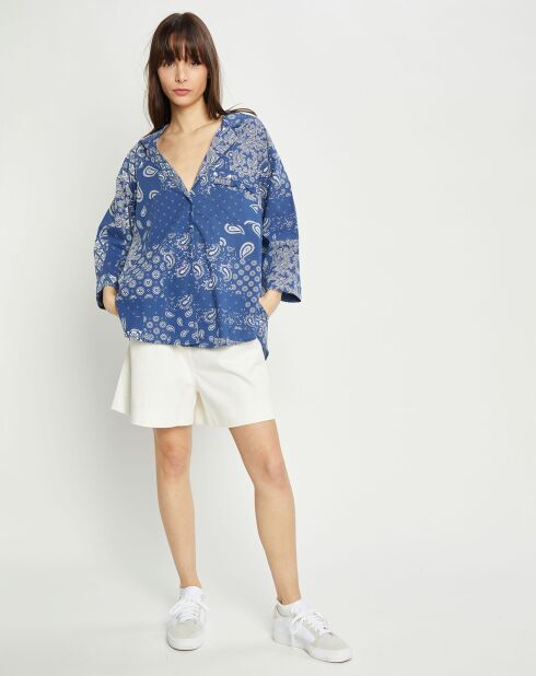 Espinoza marineblaues Hemd mit Bandana-Print