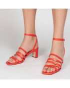 Sandales en Cuir Adela corail - Talon 6 cm