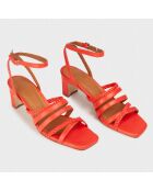 Sandales en Cuir Adela corail - Talon 6 cm