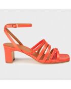 Sandales en Cuir Adela corail - Talon 6 cm